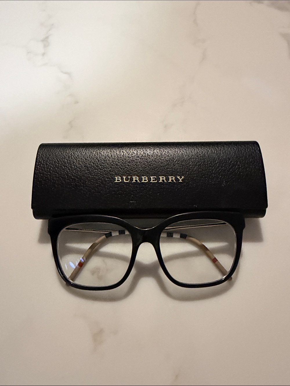 Burberry Black Frame Glasses with Logo Case